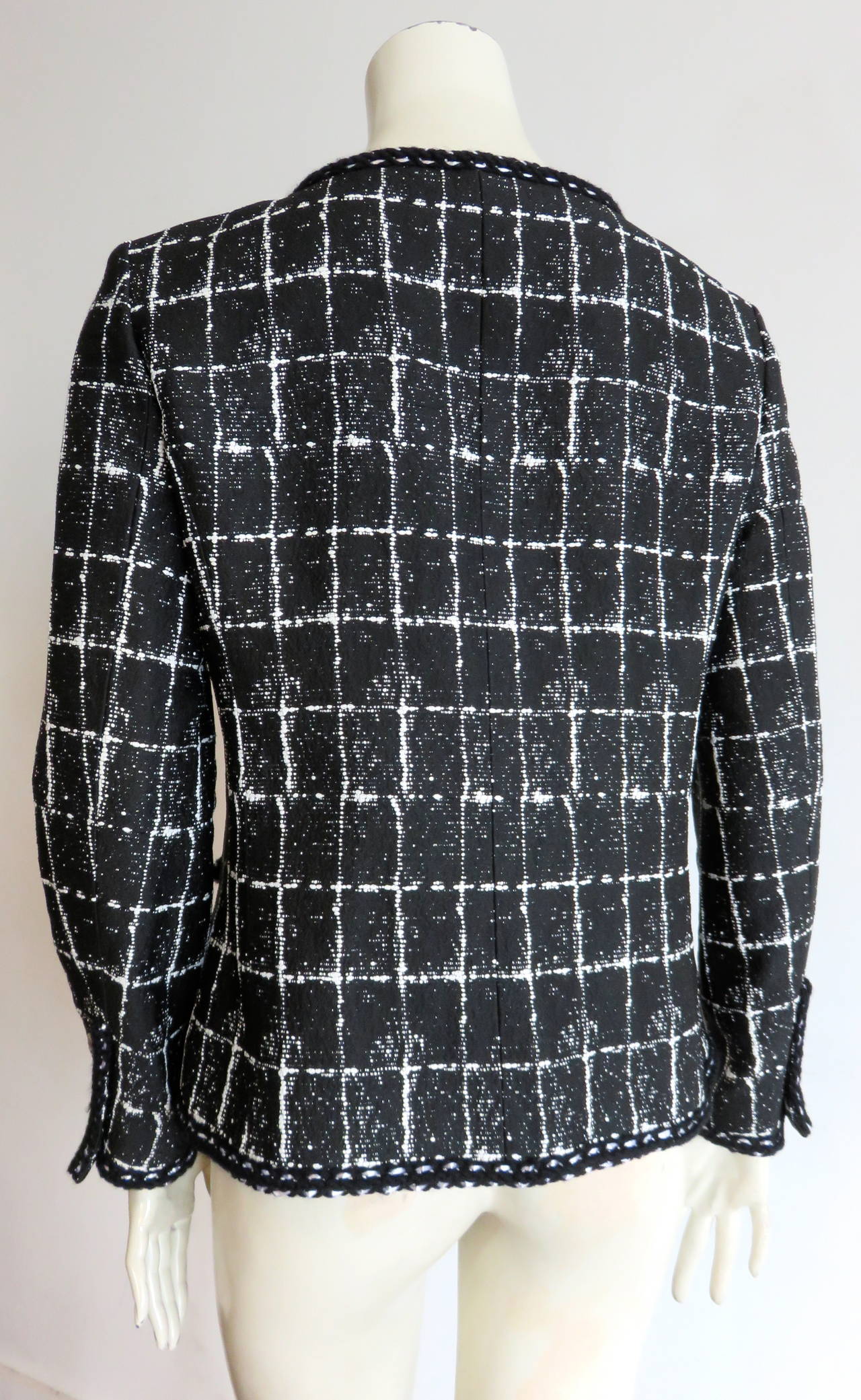 CHANEL PARIS Black and white jacquard jacket - new at 1stDibs