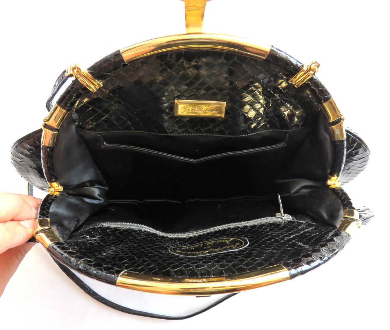 1960's JUDITH LEIBER Black python evening bag For Sale 2