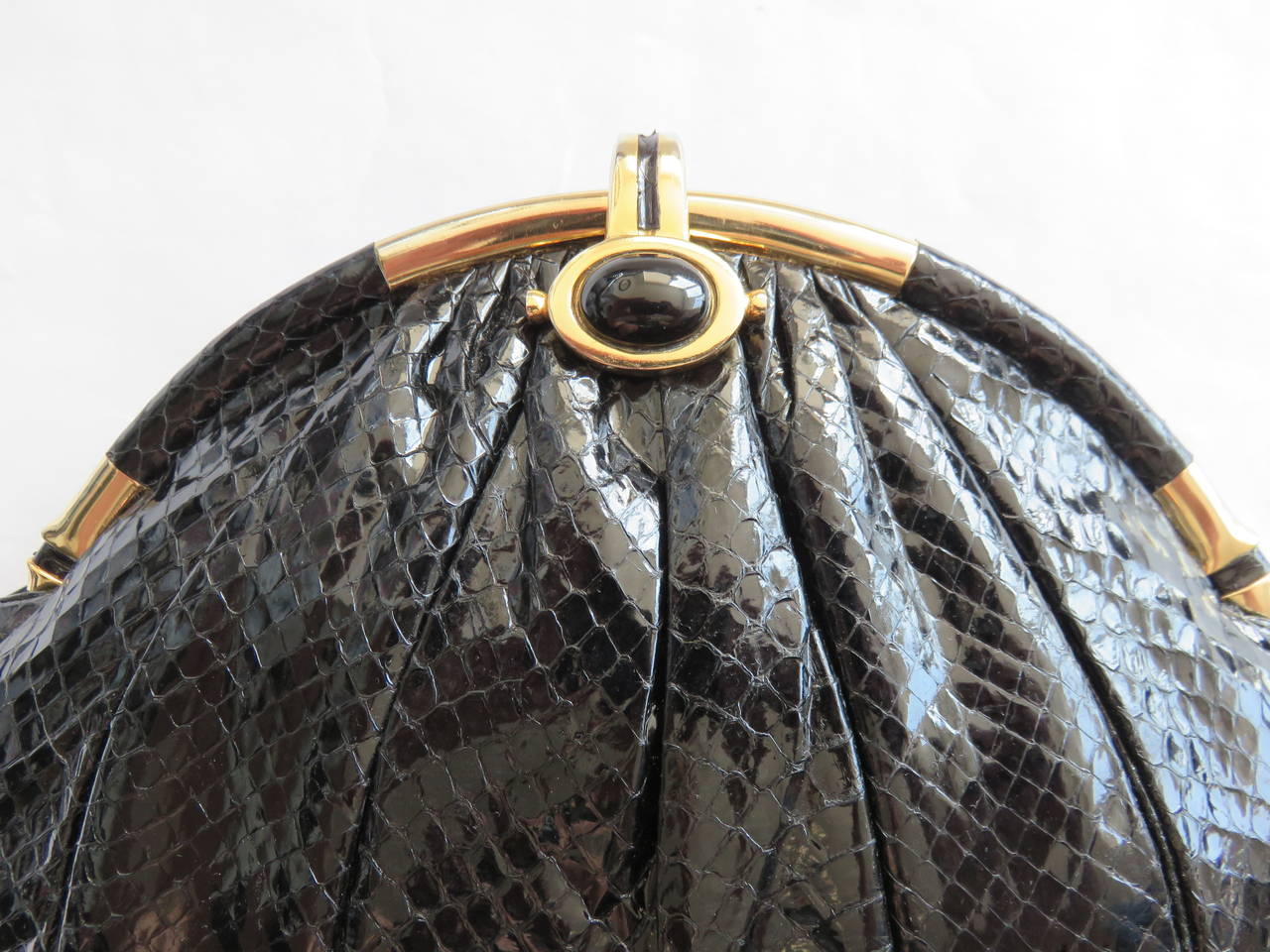 Women's 1960's JUDITH LEIBER Black python evening bag For Sale