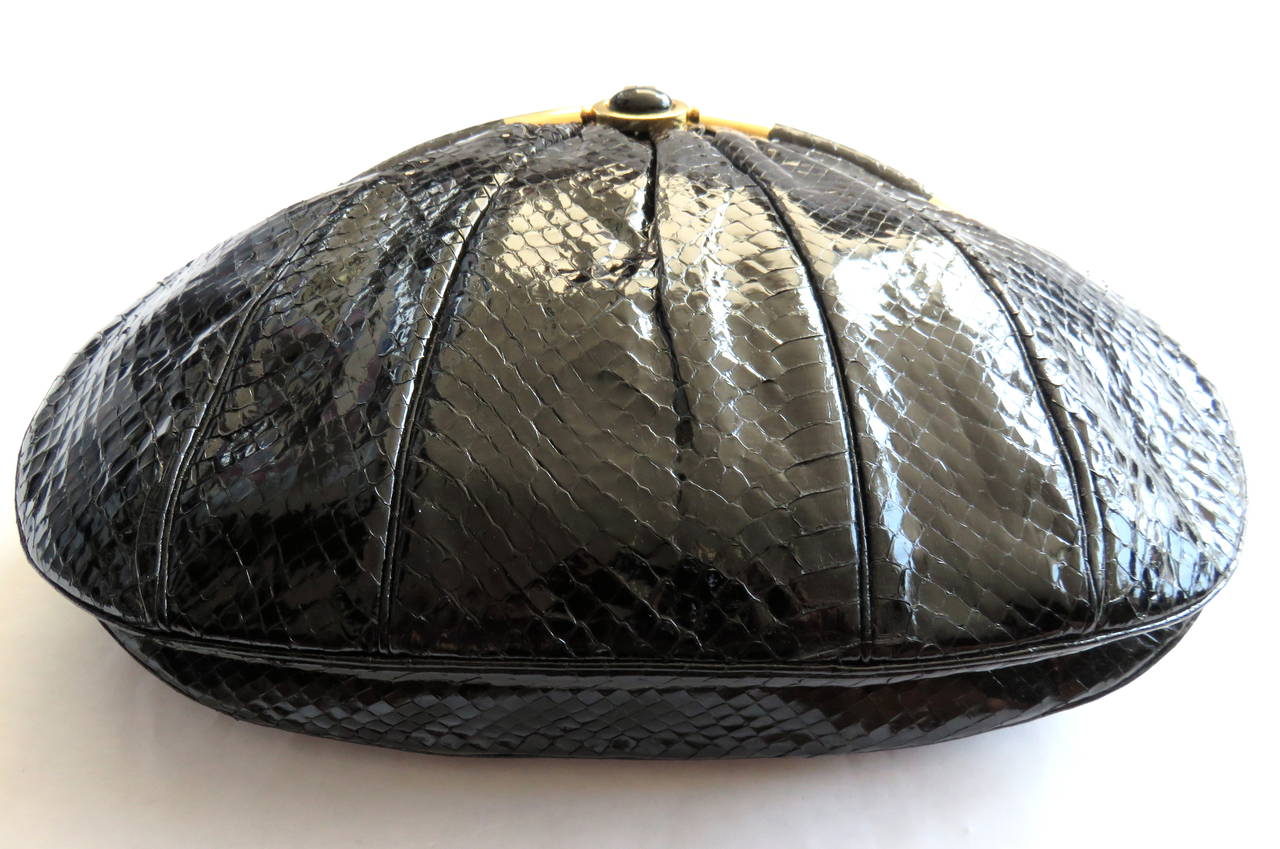 1960's JUDITH LEIBER Black python evening bag For Sale 5