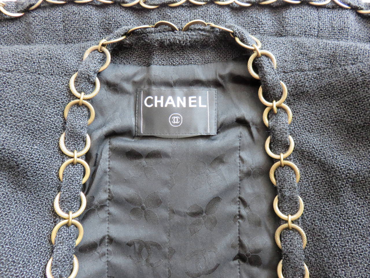 CHANEL PARIS Brass ring-chain trim pant suit For Sale 5