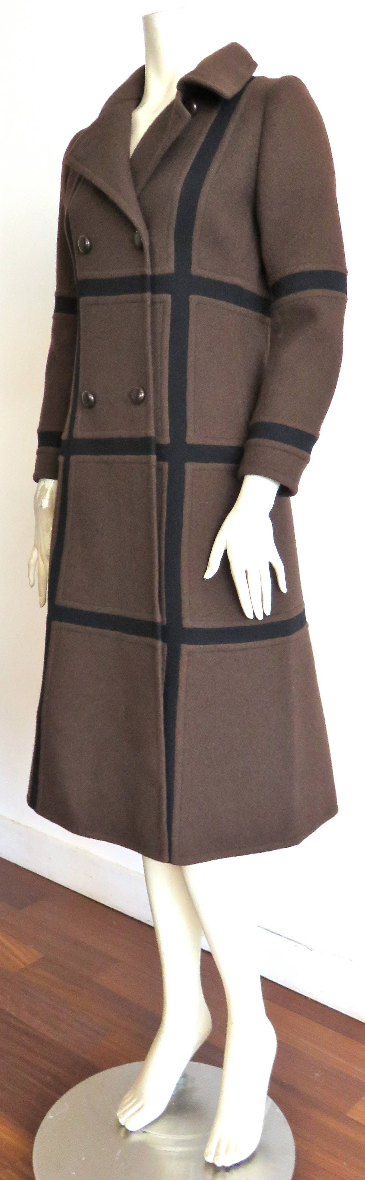 Women's 1970's GIVENCHY Haute Couture Wool paneled coat For Sale