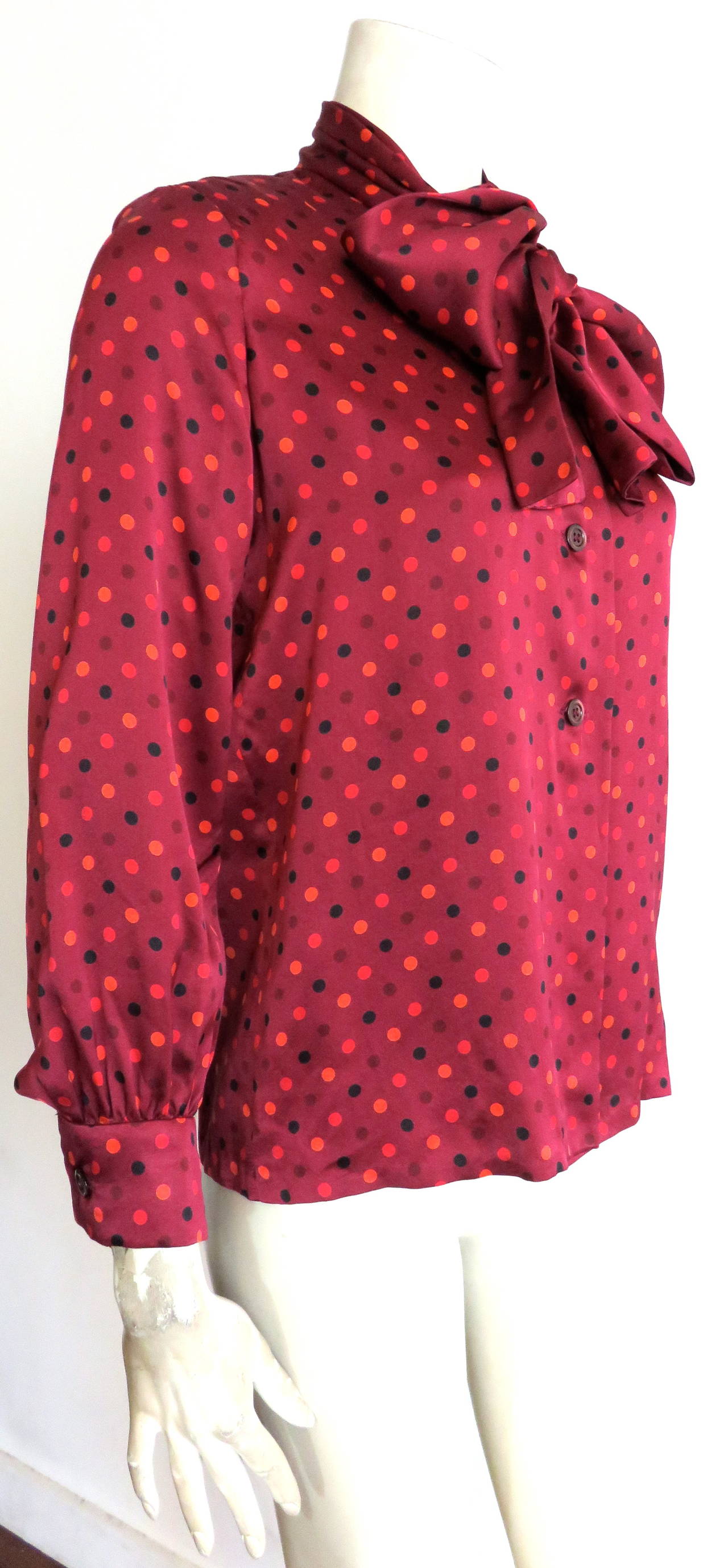 1970's GIVENCHY Silk polka-dot blouse In New Condition For Sale In Newport Beach, CA