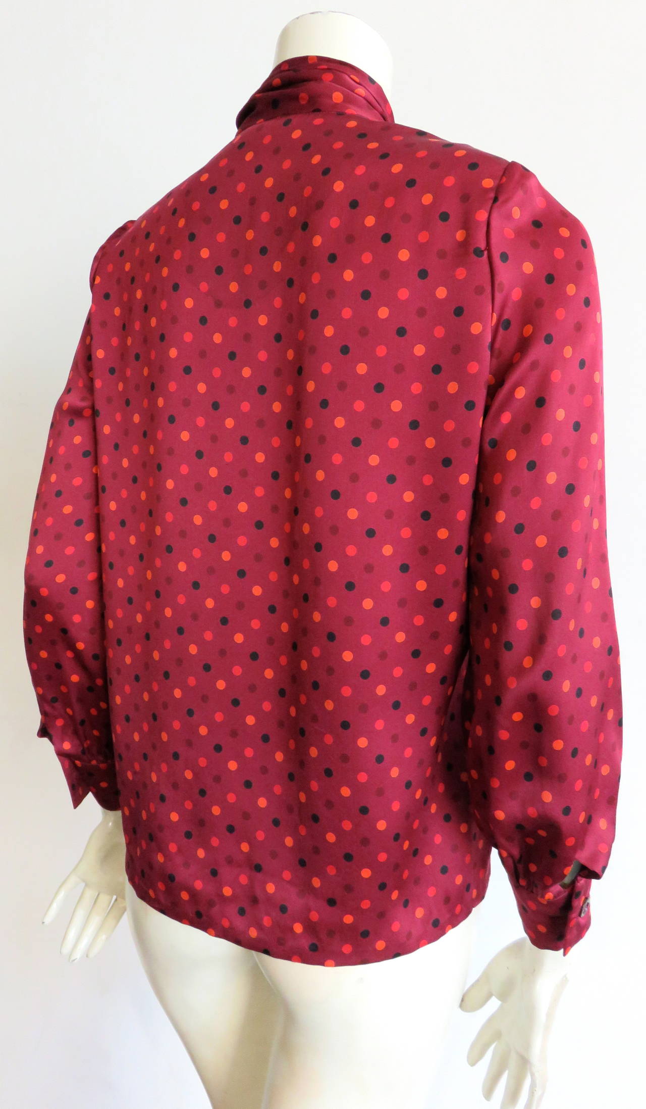 1970's GIVENCHY Silk polka-dot blouse For Sale 1