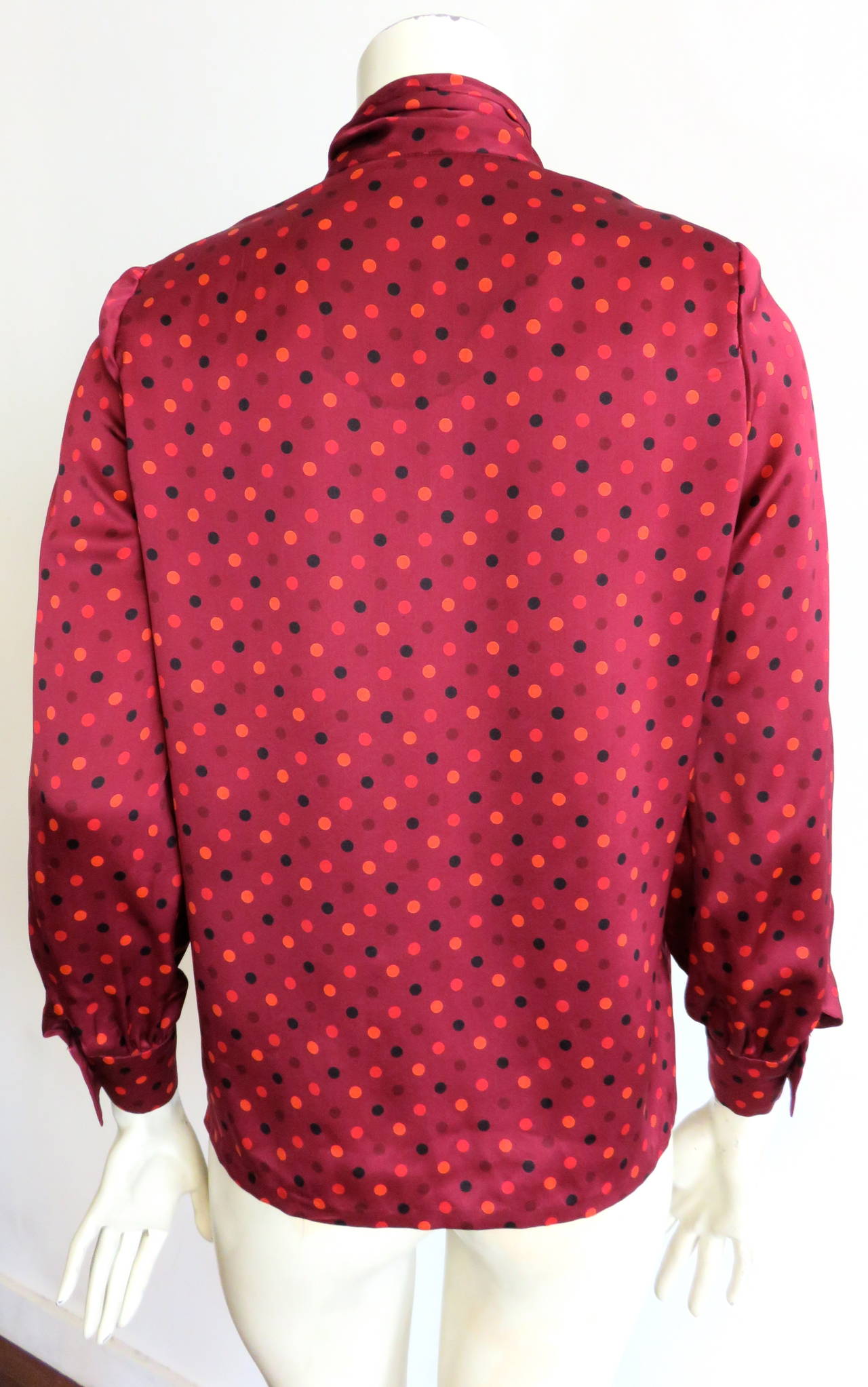 Women's 1970's GIVENCHY Silk polka-dot blouse For Sale