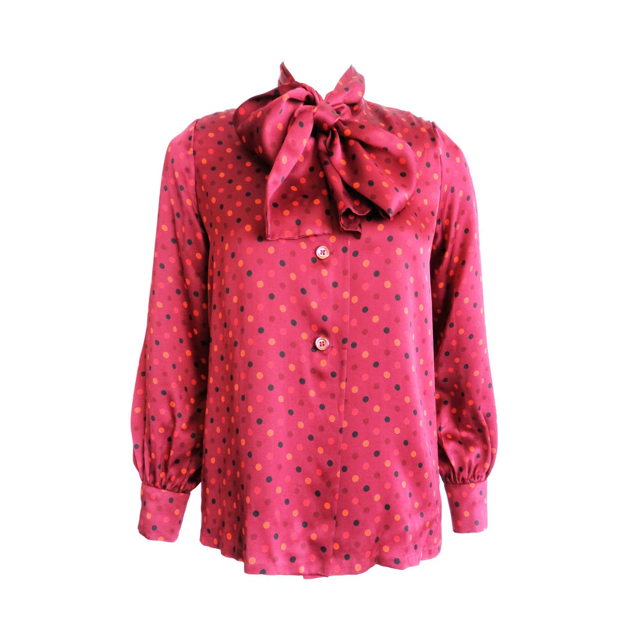 1970's GIVENCHY Silk polka-dot blouse For Sale