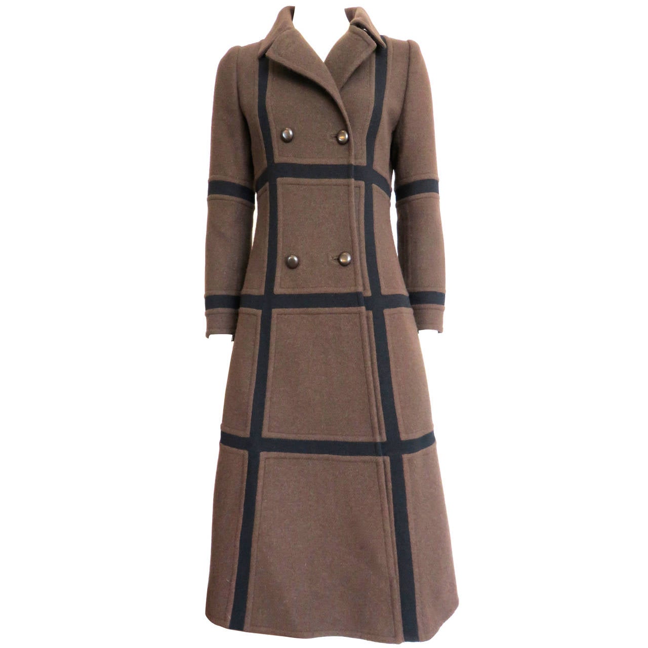 1970's GIVENCHY Haute Couture Wool paneled coat For Sale at 1stDibs