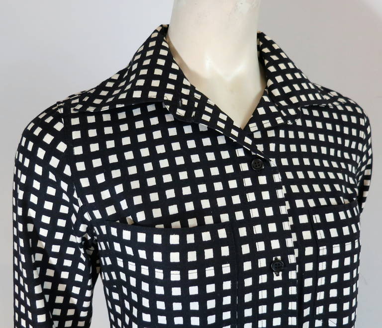 Women's 1973 MARIMEKKO OY FINLAND Black & white shirt & pant set For Sale