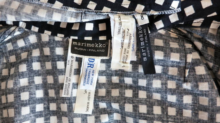 1973 MARIMEKKO OY FINLAND Black & white shirt & pant set For Sale 4