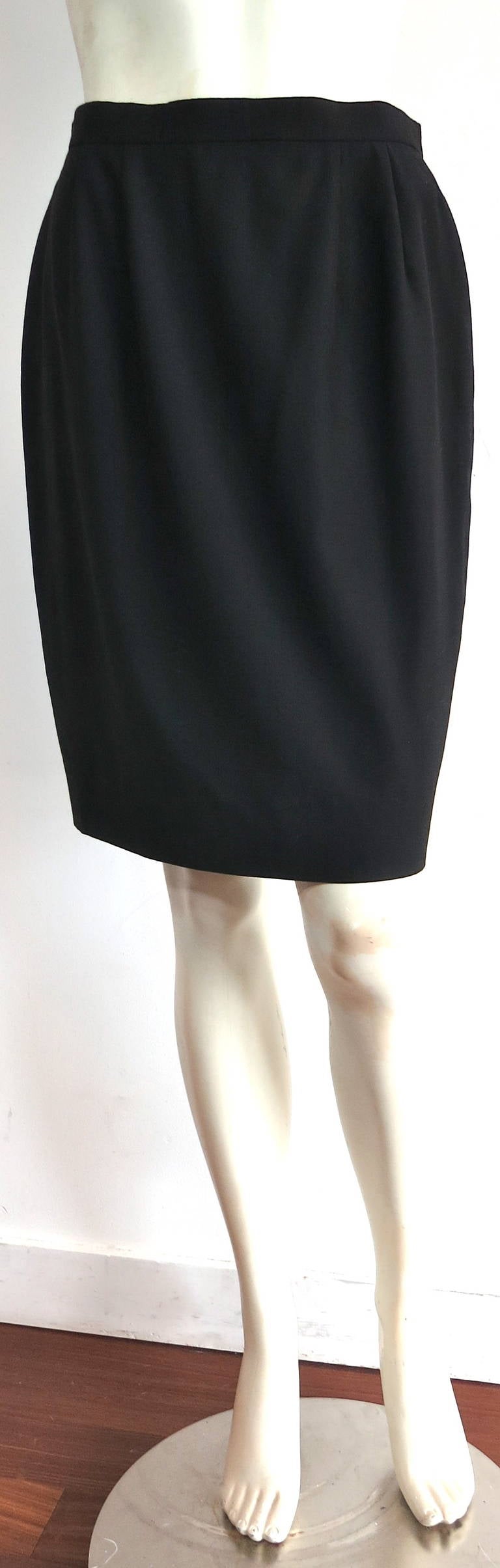 1980's KARL LAGERFELD Black skirt suit with sheer sleeves For Sale 3