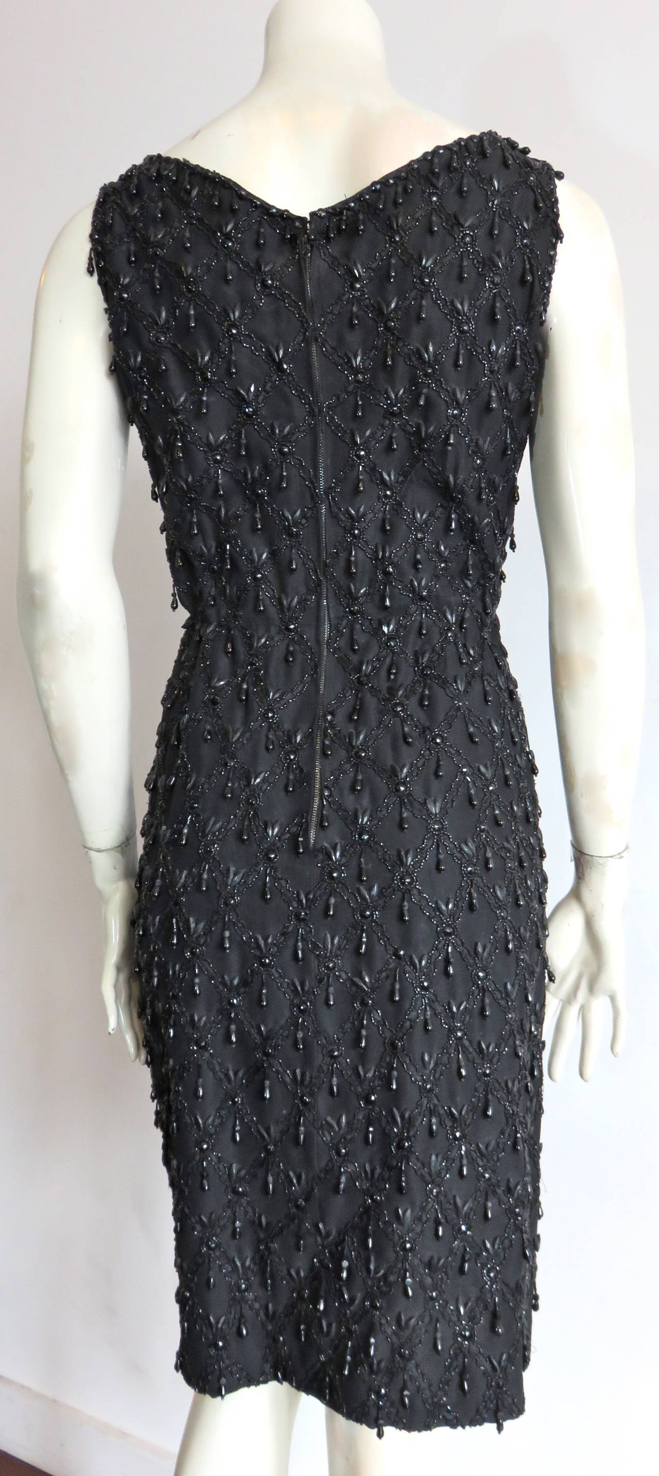 1950's Anonymous couture hand-beaded cocktail dress For Sale at 1stDibs