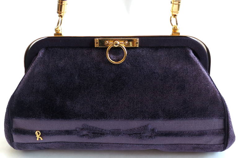 Vintage ROBERTA DI CAMERINO Purple velvet purse 2