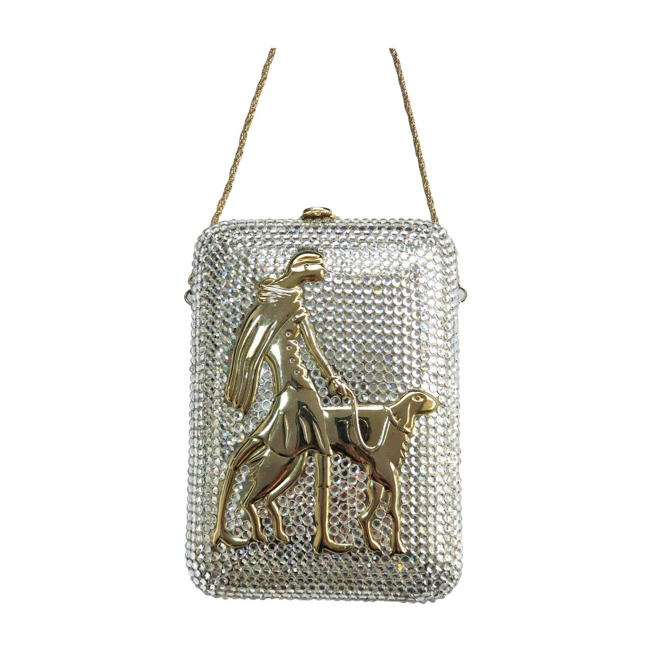 1970's NINA RICCI PARIS Austrian crystal evening minaudière bag For Sale