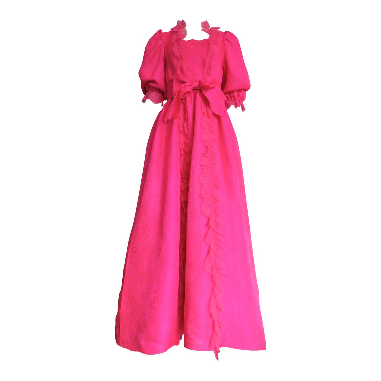 1970's NINA RICCI PARIS Haute pink silk evening gown For Sale