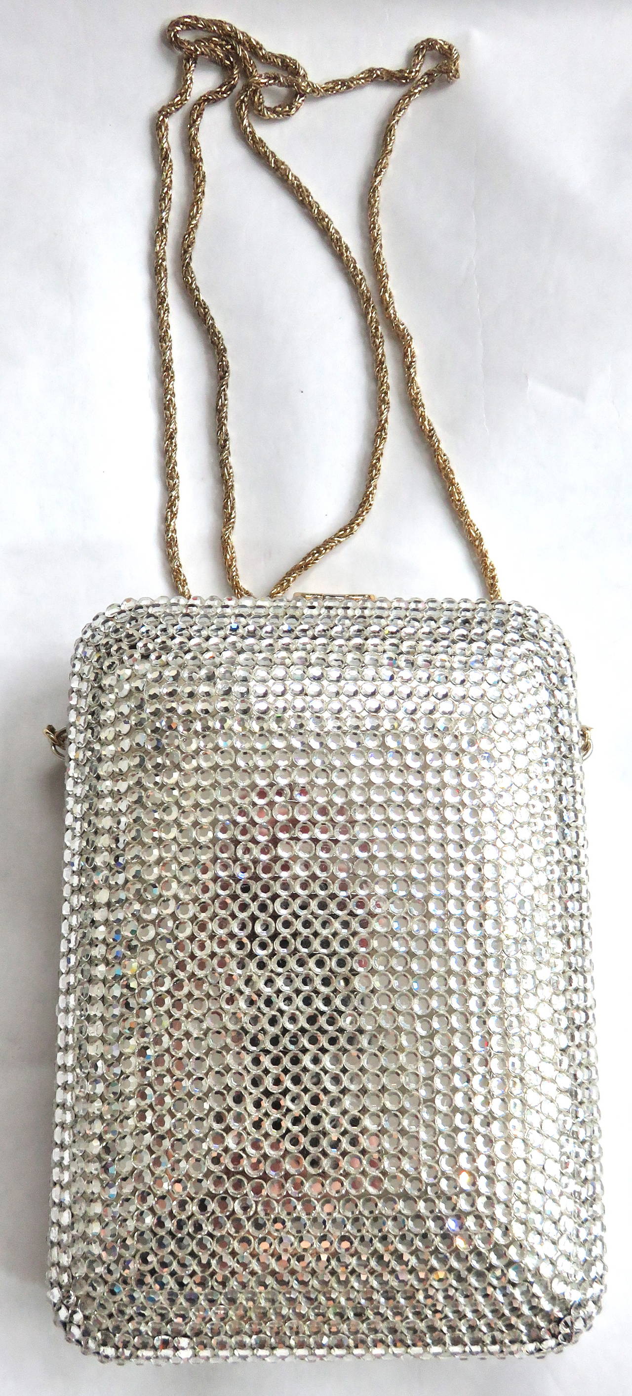 1970's NINA RICCI PARIS Austrian crystal evening minaudière bag In Excellent Condition For Sale In Newport Beach, CA
