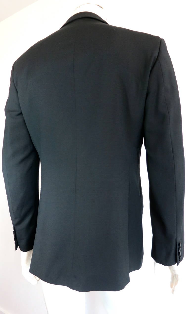 1990's GIANNI VERSACE COUTURE Men's satin applique tuxedo jacket For Sale 4