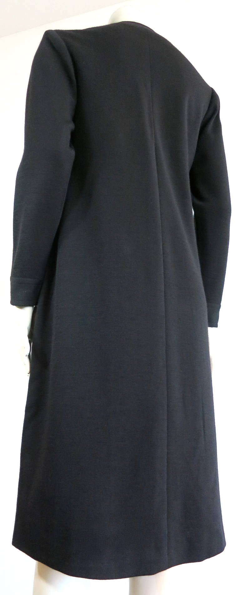 Vintage YVES SAINT LAURENT COUTURE Asymmetrical disk button dress For Sale 3