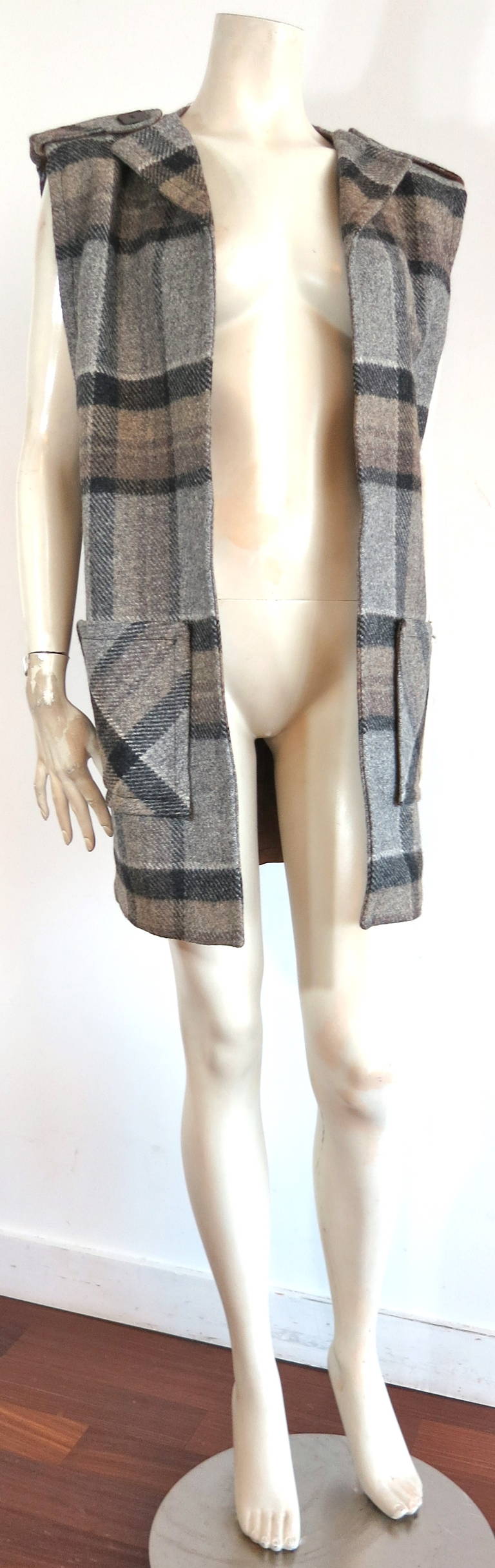 1970's BIBA Wool plaid sleeveless coat 1