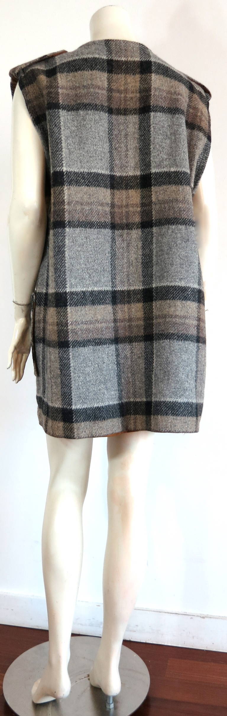 1970's BIBA Wool plaid sleeveless coat 3