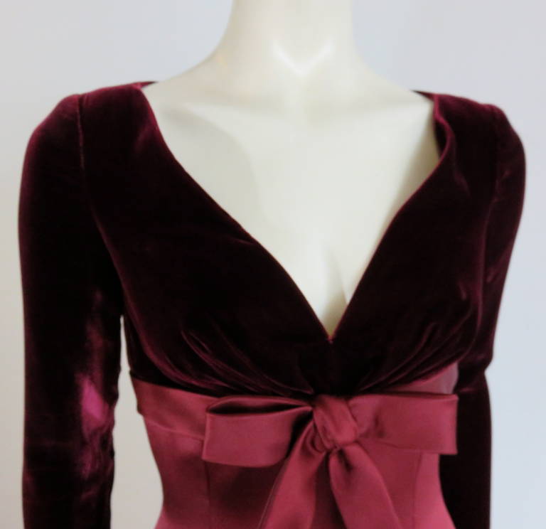 Women's 1980's OSCAR DE LA RENTA Silk satin & velvet ball gown dress For Sale