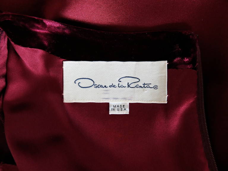 1980's OSCAR DE LA RENTA Silk satin & velvet ball gown dress For Sale 6