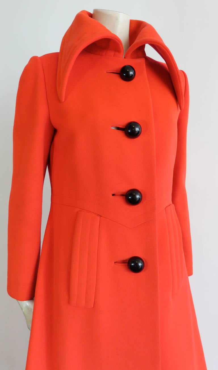 Red 1960's PIERRE CARDIN Mod wool coat