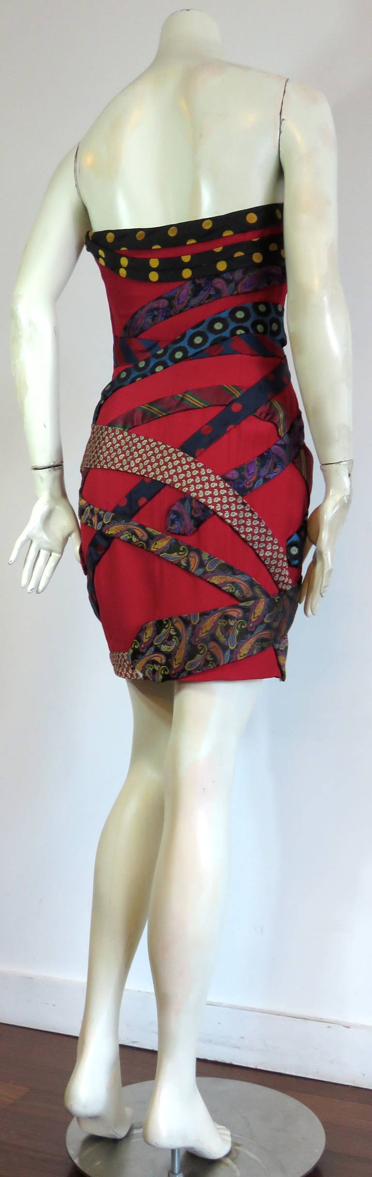 1980's MOSCHINO COUTURE Vintage silk tie dress For Sale 1