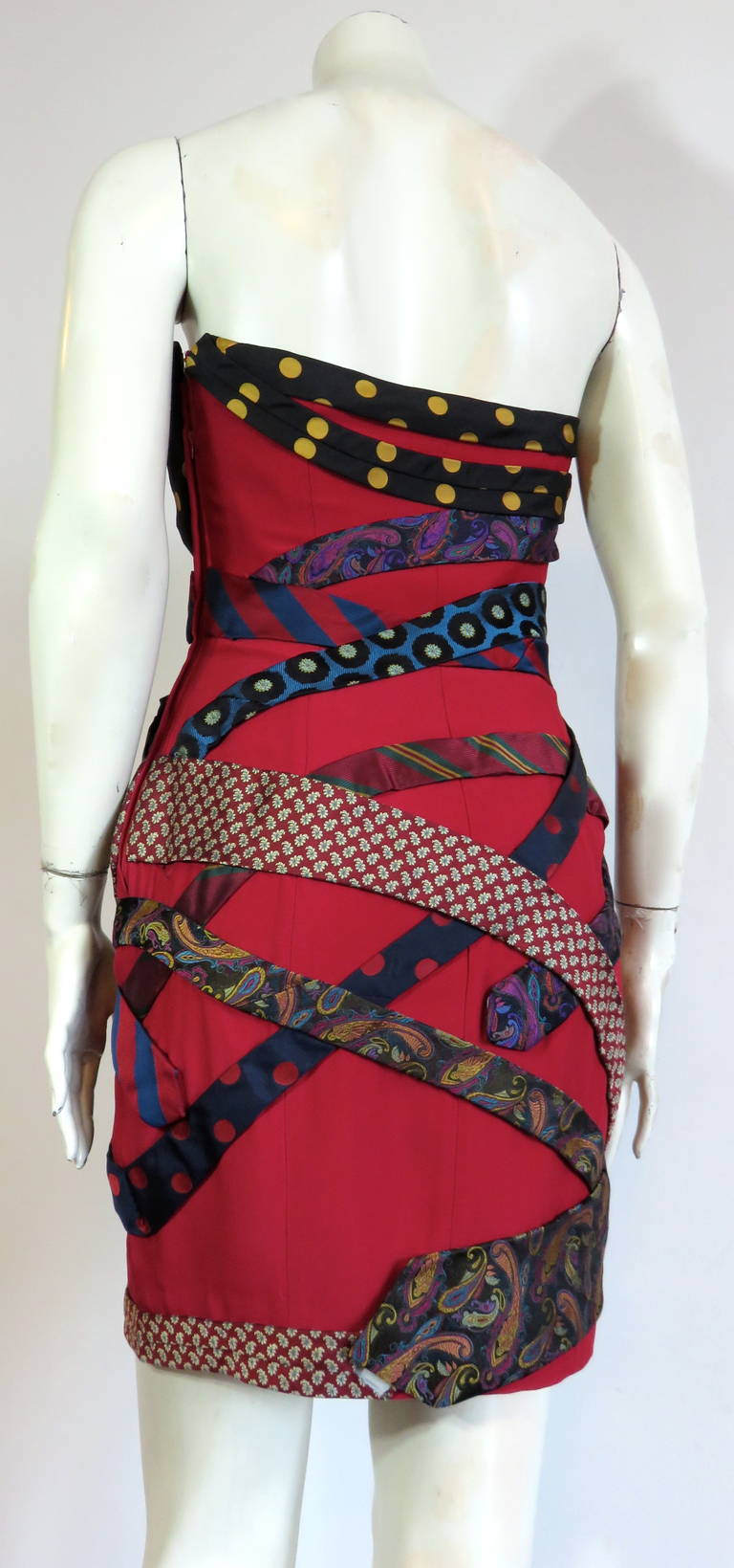 1980's MOSCHINO COUTURE Vintage silk tie dress For Sale 2