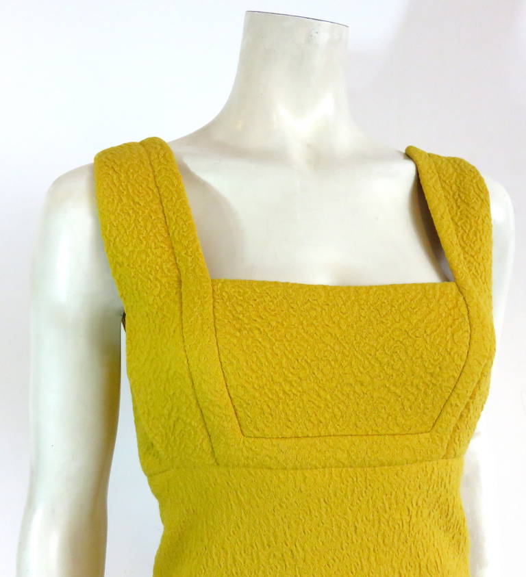 1960's GALANOS Yellow crepe empire dress In Excellent Condition For Sale In Newport Beach, CA