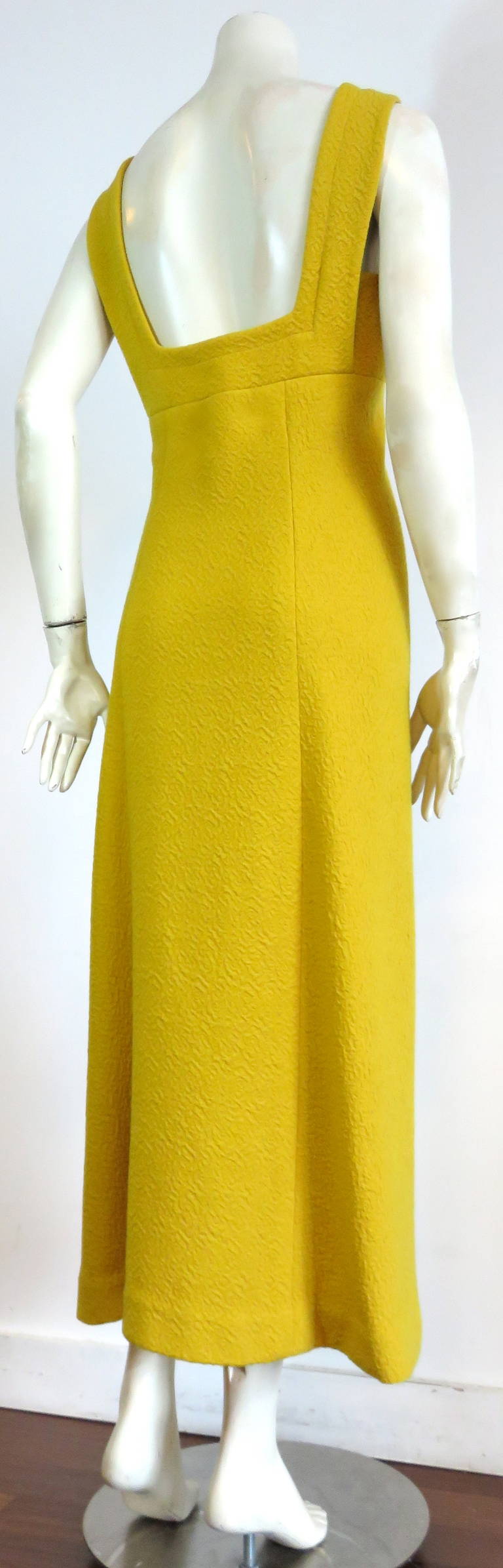 1960's GALANOS Yellow crepe empire dress For Sale 4