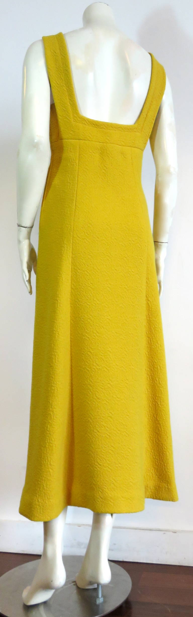 1960's GALANOS Yellow crepe empire dress For Sale 2