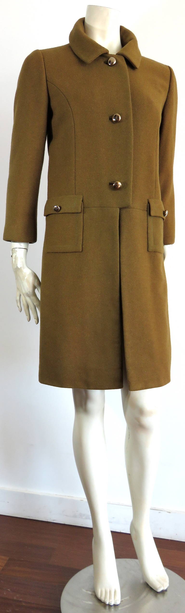 Women's 1950's FONTANA ROMA Olive wool coat For Sale