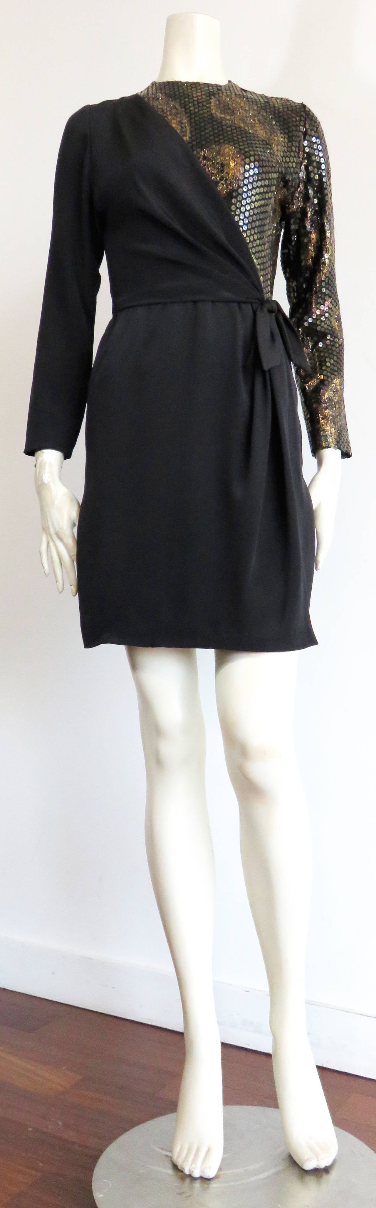 1980's ANDRE LAUG ROMA Metallic jacquard & sequin cocktail dress