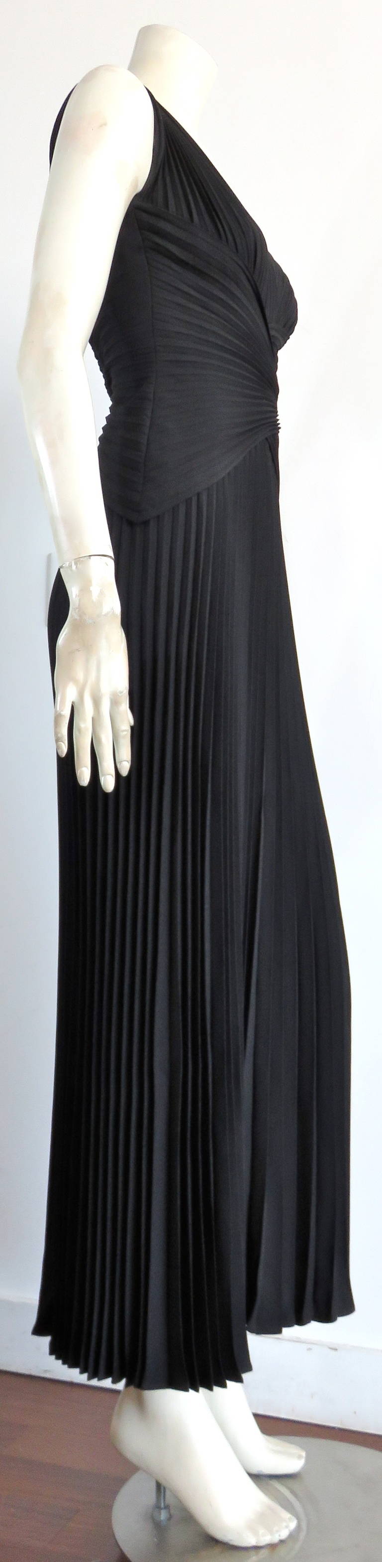 1980's LORIS AZZARO Crystal pleated evening dress For Sale 2