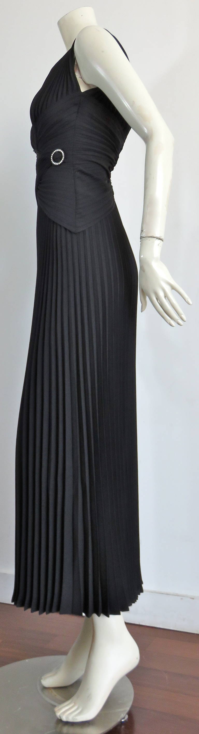 Women's 1980's LORIS AZZARO Crystal pleated evening dress For Sale
