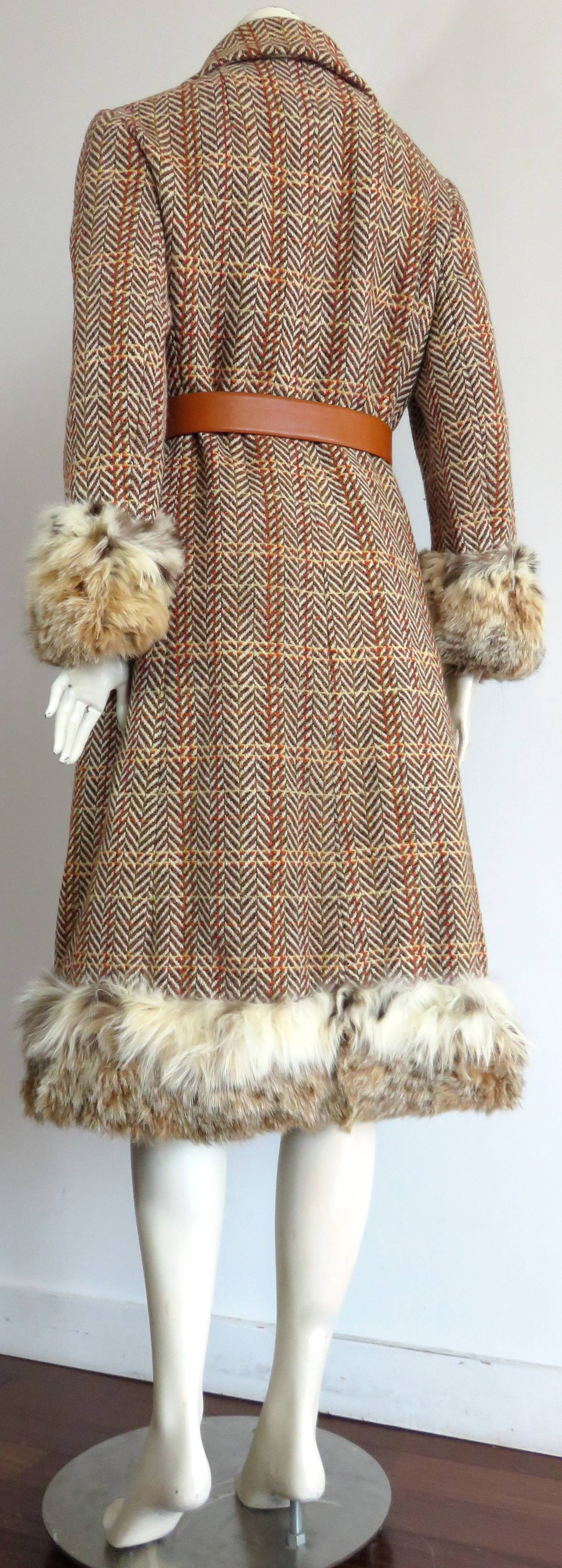 1970 CHRISTIAN DIOR NY Wool tweed & Lynx fur coat 5