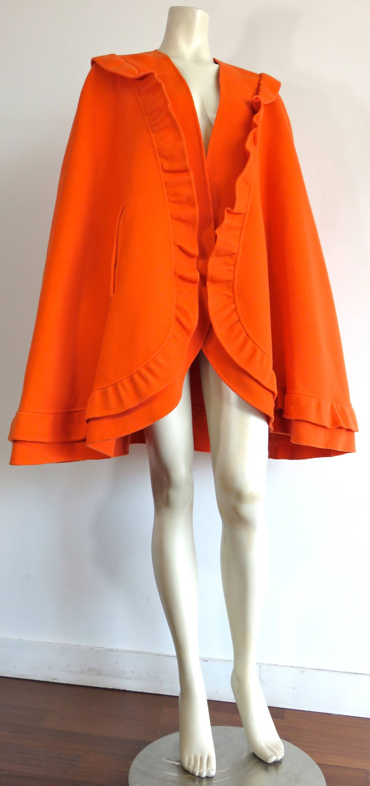 1980's MILA SCHON Tangerine wool cape 1