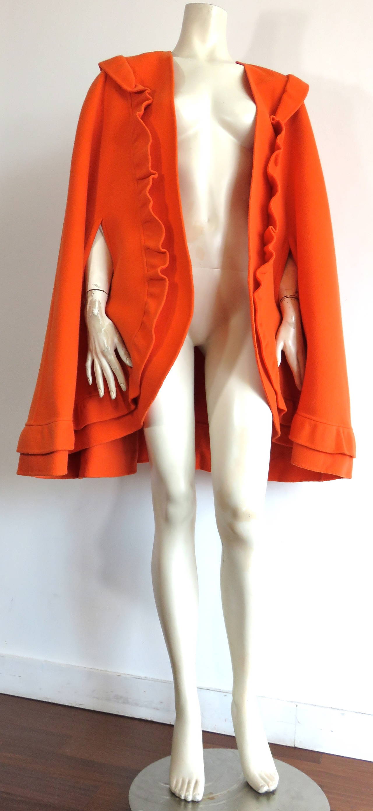 1980's MILA SCHON Tangerine wool cape 2