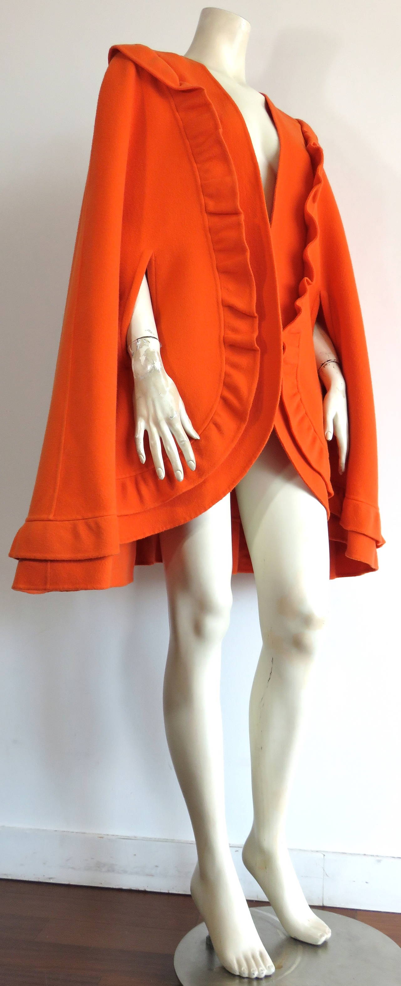 Red 1980's MILA SCHON Tangerine wool cape