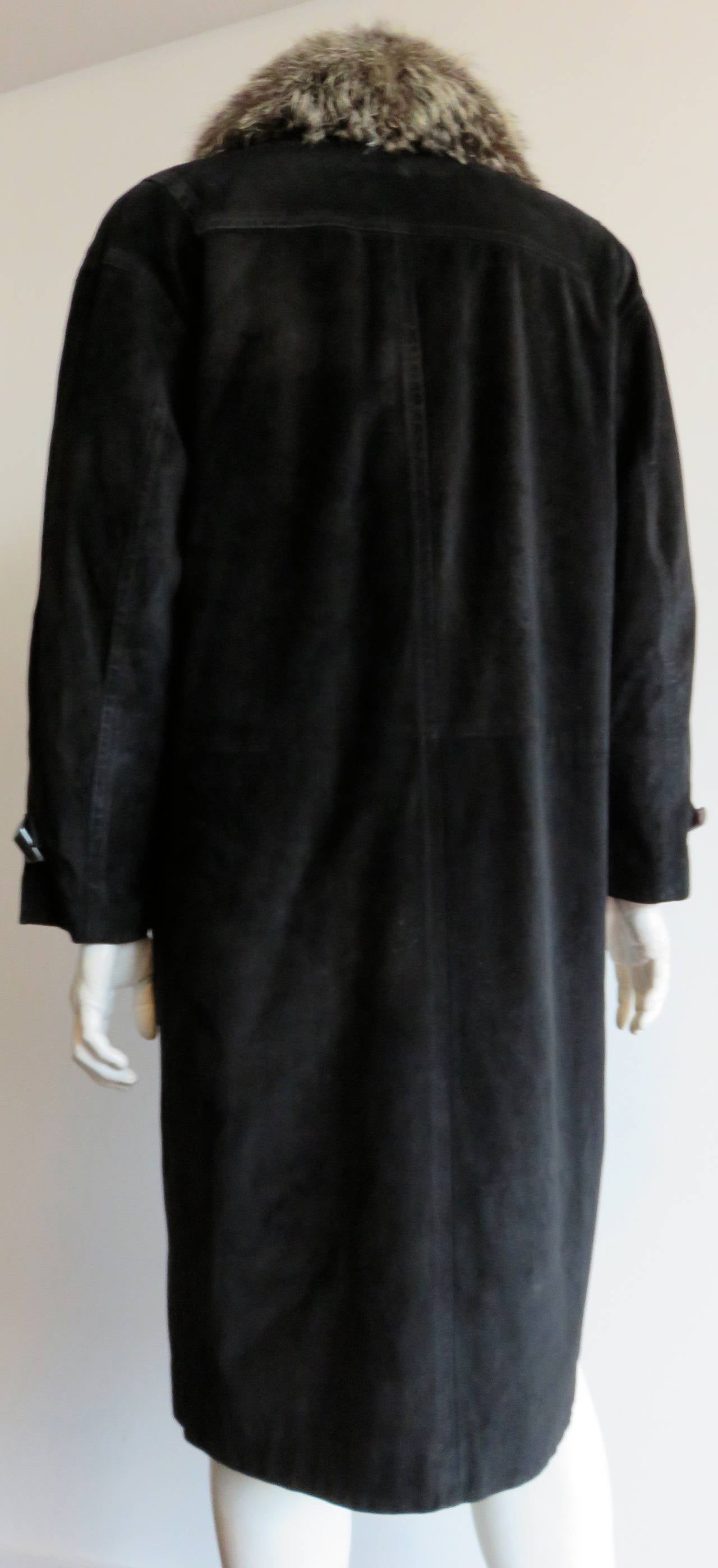 1980's ZILLI FRANCE Men's 'Corneille' calf suede fur lined coat For Sale 2