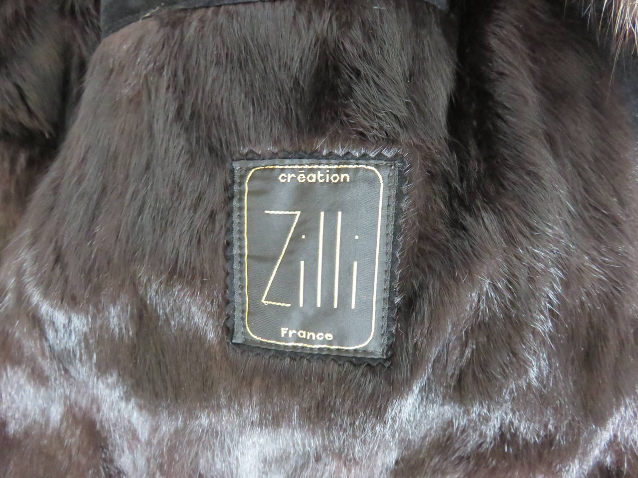 Black 1980's ZILLI FRANCE Men's 'Corneille' calf suede fur lined coat For Sale