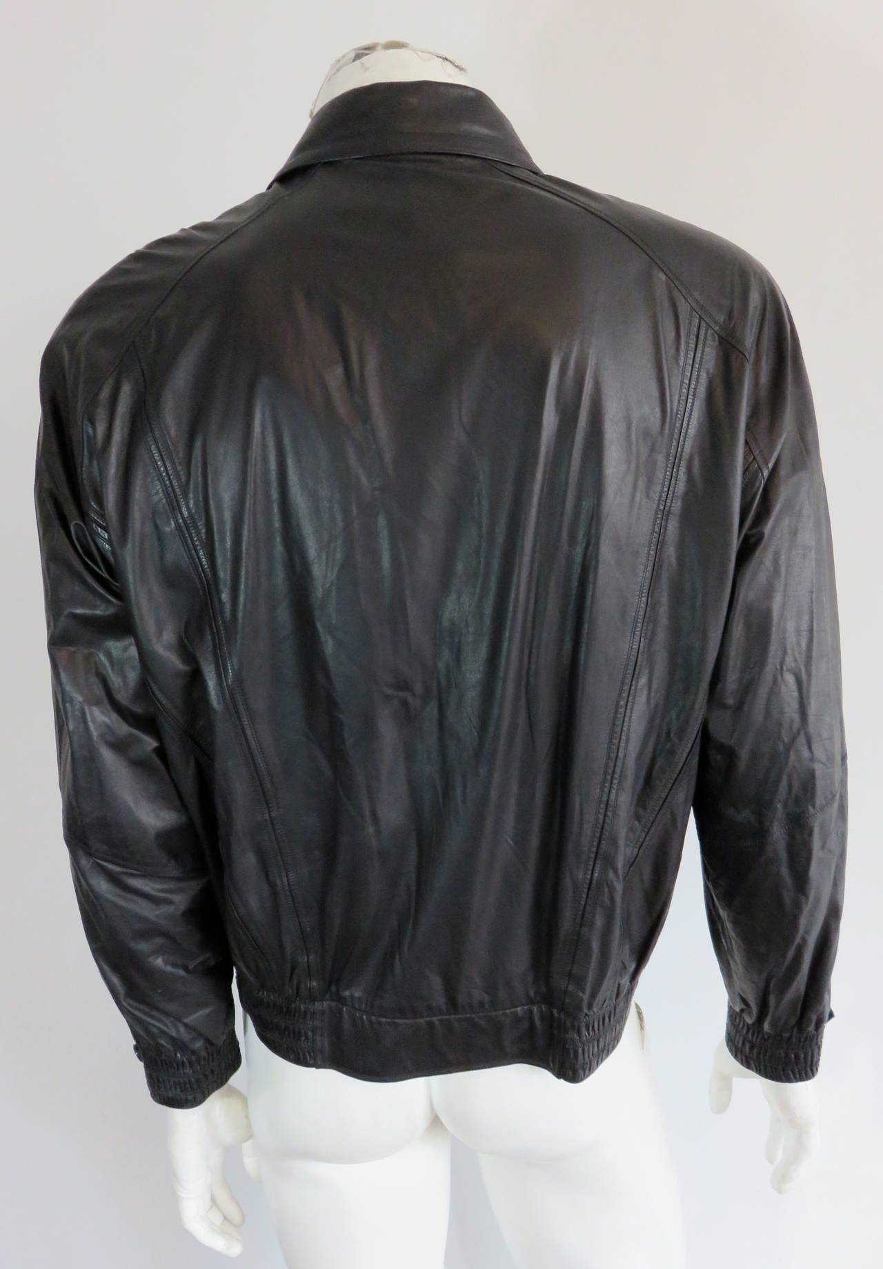1980's ZILLI FRANCE Men's 'Chablis' calf leather silk lined jacket For Sale 3