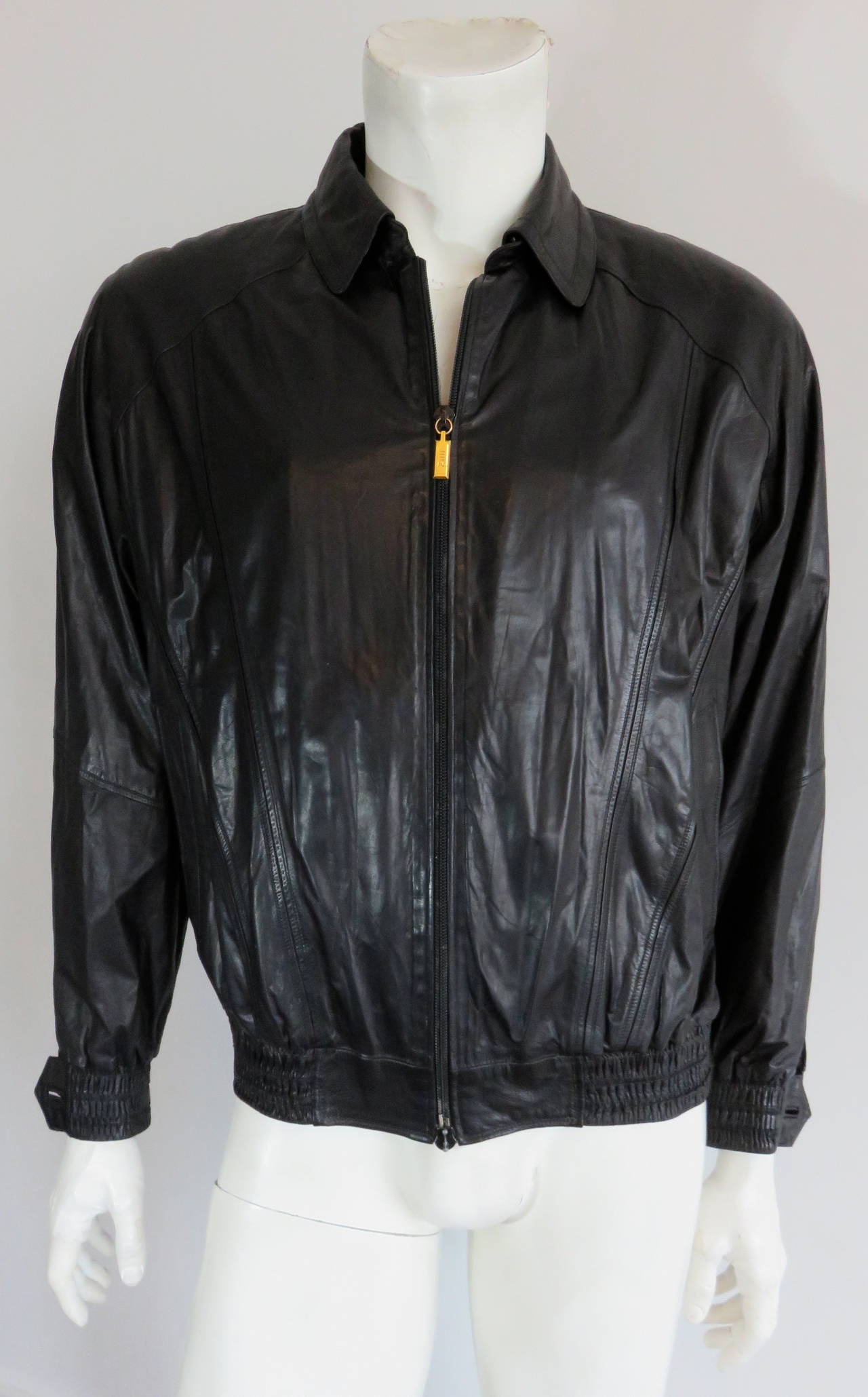 1980's ZILLI FRANCE Men's 'Chablis' calf leather silk lined jacket For Sale 1
