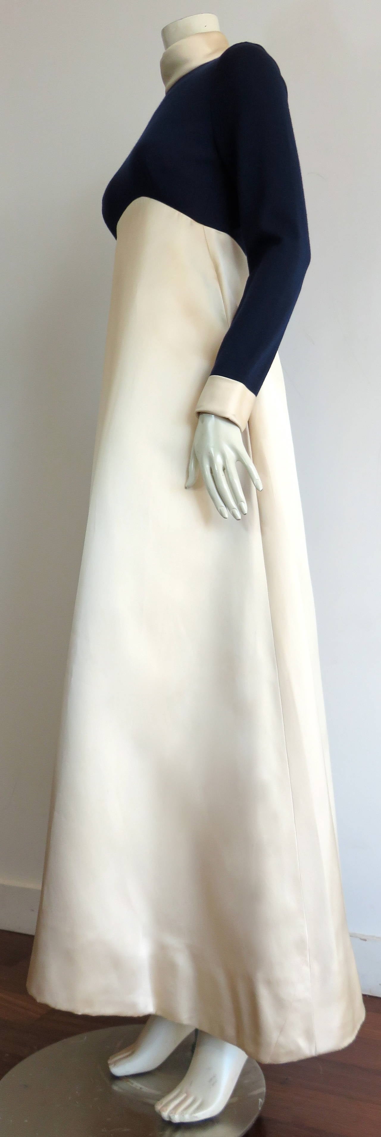 1960's GEOFFREY BEENE Satin & jersey evening gown dress In Good Condition For Sale In Newport Beach, CA