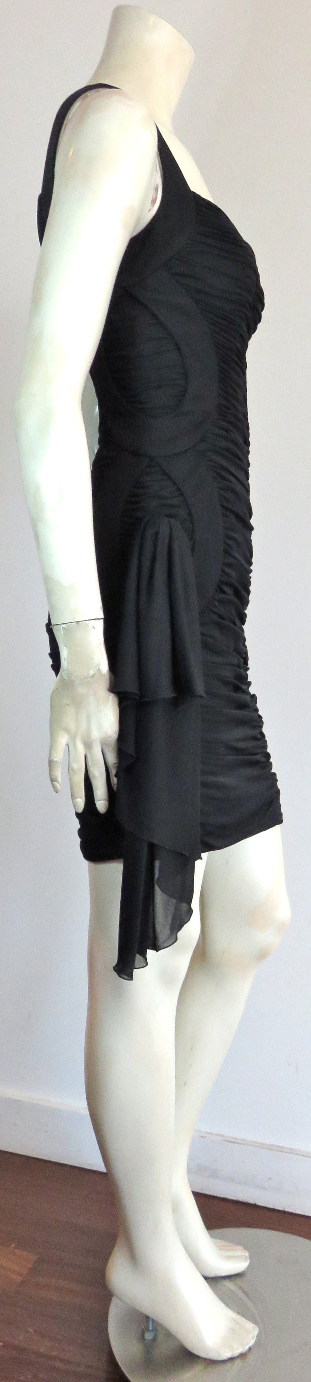 1980's LORIS AZZARO 'Three ring' ruché cocktail dress For Sale 1