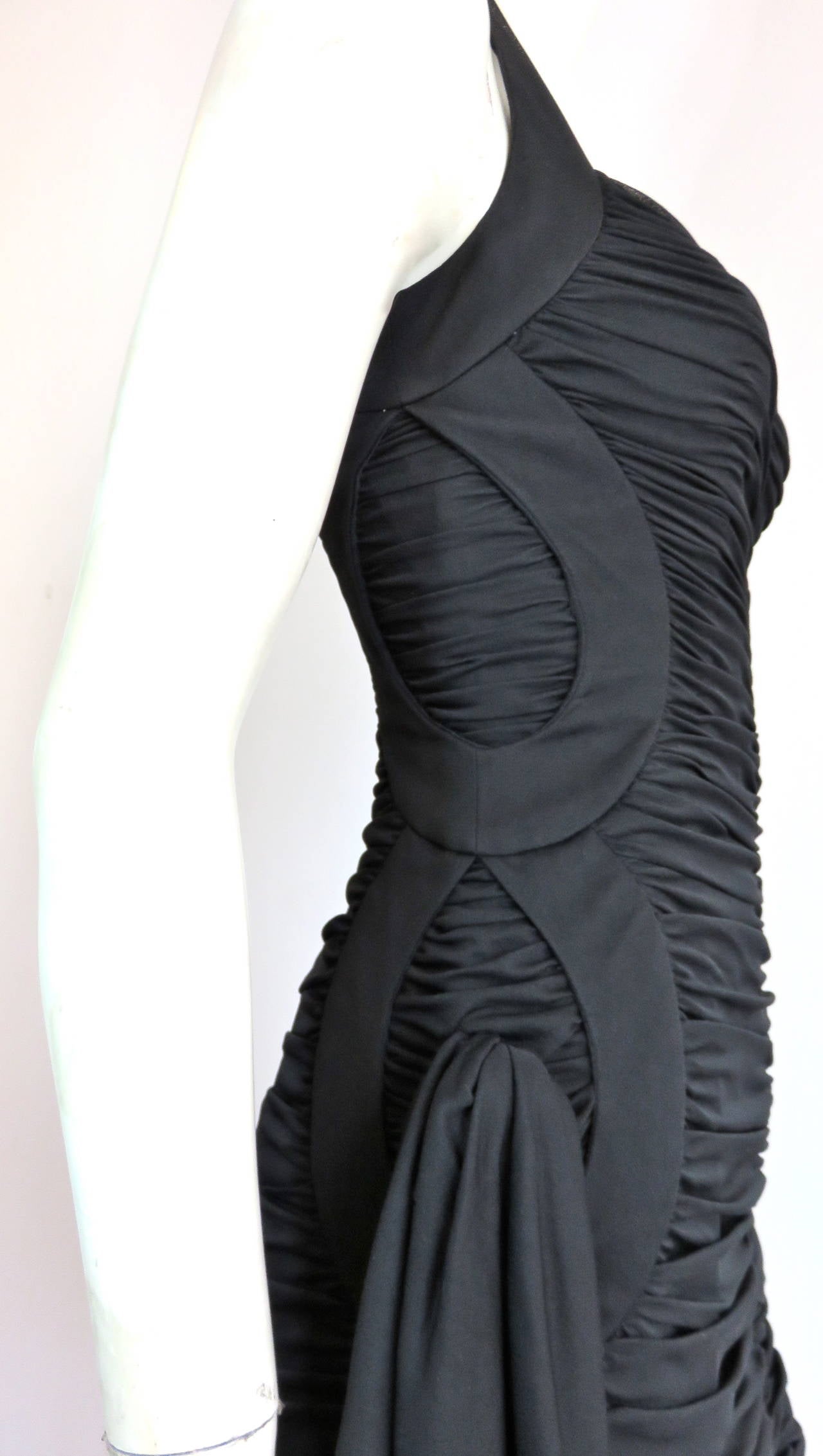 1980's LORIS AZZARO 'Three ring' ruché cocktail dress For Sale 2