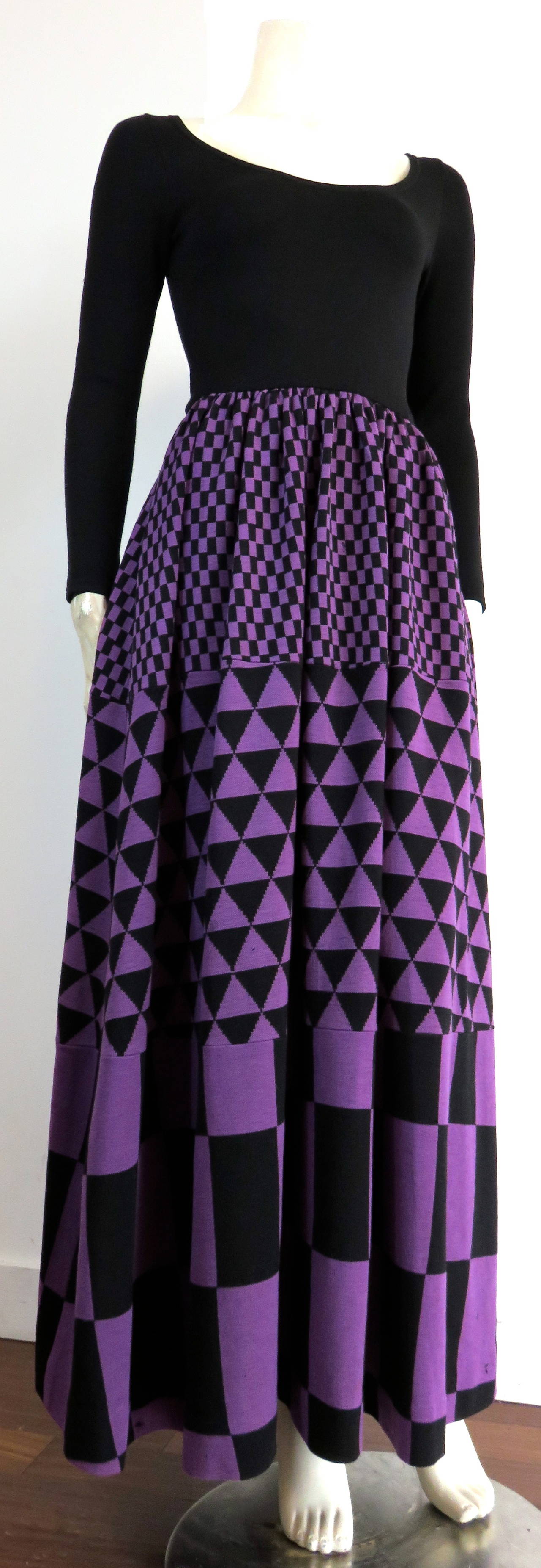 1970's RUDI GERNREICH Knit wool geometric panel dress In Good Condition In Newport Beach, CA
