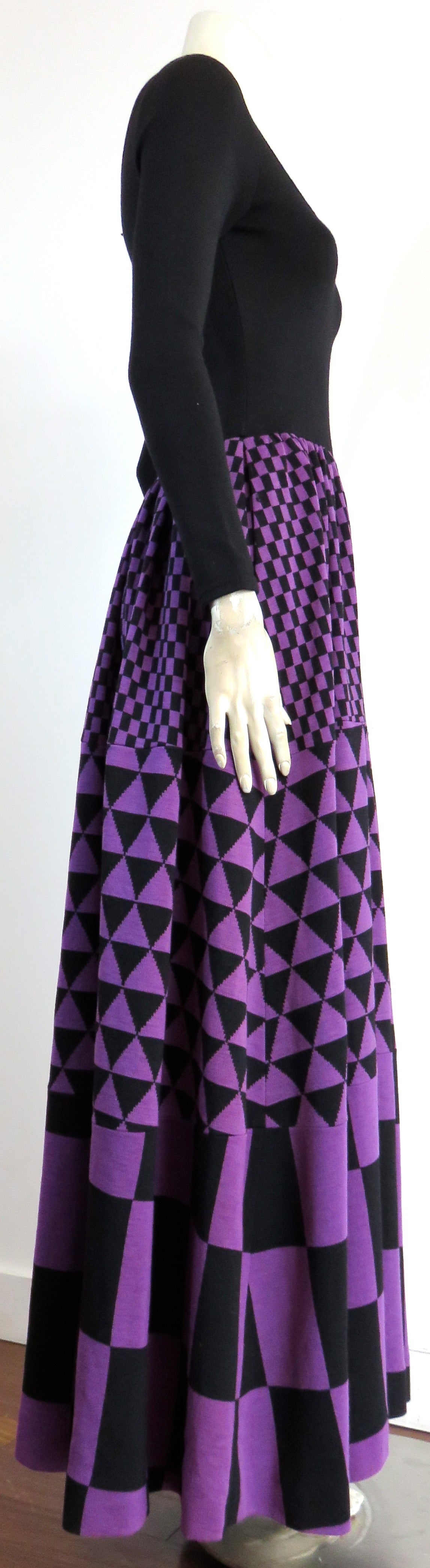 Women's 1970's RUDI GERNREICH Knit wool geometric panel dress