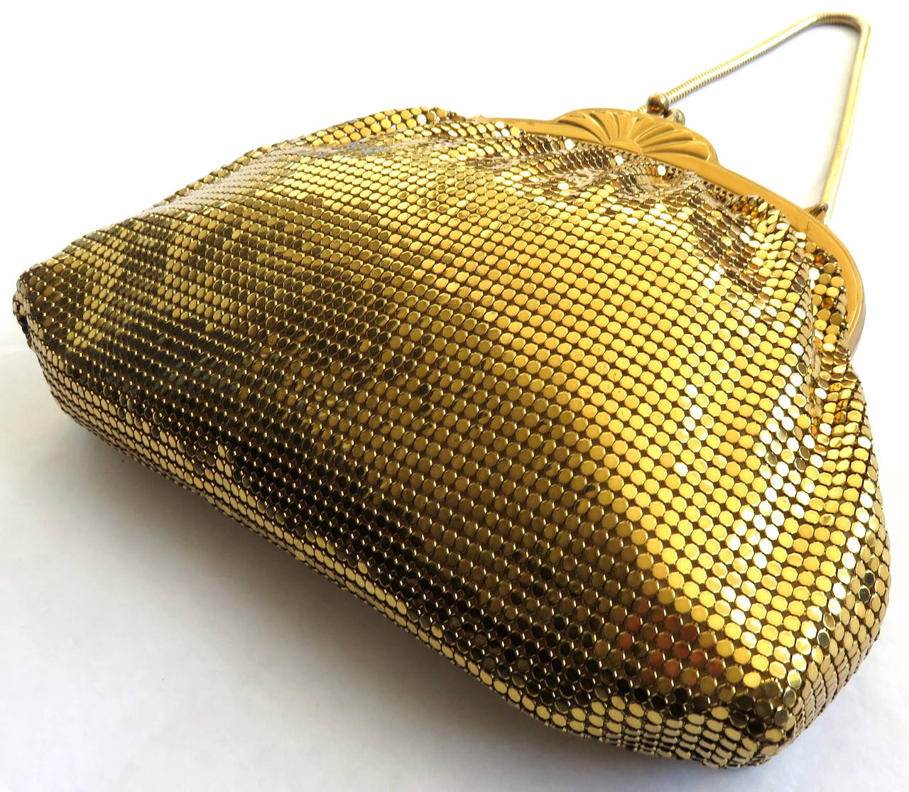 Women's Vintage WHITING & DAVIS Gold metal mesh evening bag