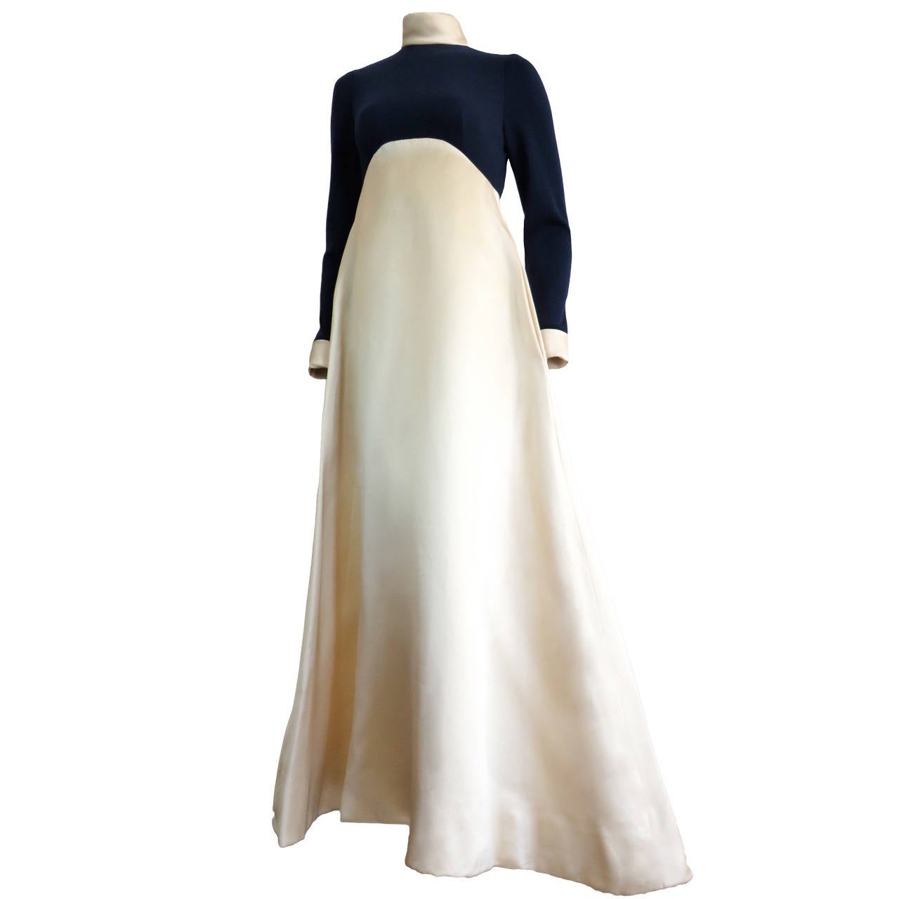 1960's GEOFFREY BEENE Satin & jersey evening gown dress For Sale
